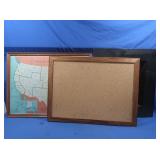 Framed US Map pic, 25x19", Bulletin Board 24x18",