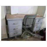 6 Drawer Metal Desk W/Wood Top 52x24x30"H,