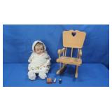 Antique Composite Doll, Tiny Bisque Dolls in Box,