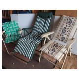 3 Folding Lawn Chairs, 2 w/vinyl cushions and 1