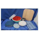 Mixing Bowls, Lg. Wooden Cutting Board, Plastic