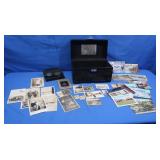 Black Case with Contents- Old Post Cards, Vintage
