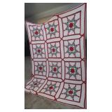 Handstitched Quilt, some stains, 92x71"