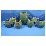 Green Ceramic Pitcher/Mugs
