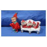 Ceramic & Cloth Elf Christmas Decorations