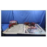 2 Metal Collectible Tractors, Metal Wagon, Poster