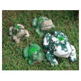 2 Concrete Frogs, 2 Pottery Frogs