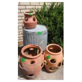 2 Terra Cotta Plant Holders- 16.5"H & 15.5"H, Sm