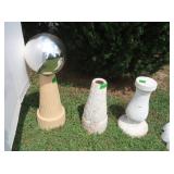 Concrete Stand, 2 Pottery Stands, Shiny Metal