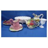 Otagiri Tea Pot-Milk Glass Oval Fruit Bowl-