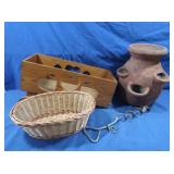 Wooden Wagon-Strawberry Pot - Wicker Basket
