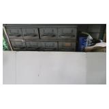 8 Drawer Metal Cabinet 9.5x23x11"D w/Contents &