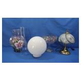 Small Table Lamp, Lg. Glass Vase & More