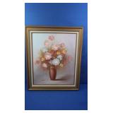 Lg. Wooden Framed Floral Painting 24x28