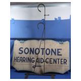 Wood Sign, and Metal Stand 44"