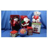 Christmas Decorations- animated figures, tins and