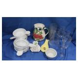 Corningware Bowls, Champagne Flutes, Decorative