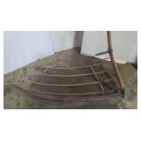 Antique Grain Cradle Scythe, Wooden 44x26"