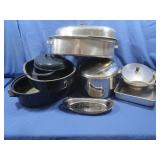 2 Roaster Pans, Metal Pot, Metal Pan & More