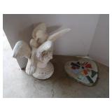 Cement Bird Statue & Cement Stepping Stone(Heart)
