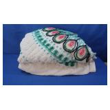 Vintage Chenille Peacock Bedspread 98x88",some