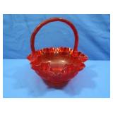 Vintage Fenton Amberina Thumbprint Basket