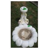 Concrete Bird Bath(Cracked) & Stand