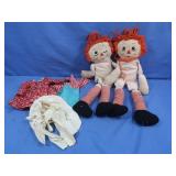 Raggedy Ann/Andy Dolls w/Clothes