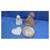 Ceramic Religious Statues,Plates in Galvanized Tub