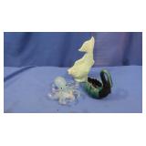 Glass Octopus, Ceramic Swan & Ceramic Fish