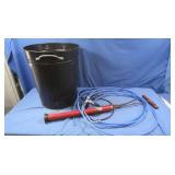 Metal Can, Tire Pump, Blue Hose Line