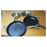 Skillets, Various Sizes & Pot with lid