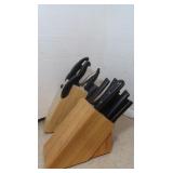 2 Wooden Knife Blocks w/variety of knives