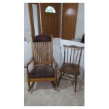 Wooden Rocking Chair w/Cushioned Seat & Headrest