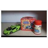 Vintage "Super Powers" Metal Lunchbox & Thermos &