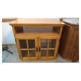 Wooden TV Stand w/Glass Doors 32x20.25x31",