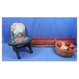 Small Stool, Baskets,Wooden Shelf