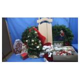 Christmas Decor Box, Wreaths, Sled etc