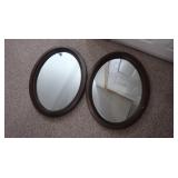 2 Wood Framed Oval Mirrors 30x21