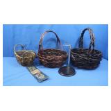 Vintage Pepsi Sign, 3 Rattan Baskets