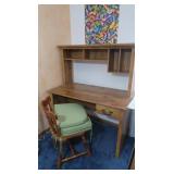 Wooden Desk 47.5x23.5x54" w/Wooden Chair & 3