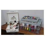 Shelf contents of spools of thread