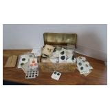 Vintage Rectangular Metal Container of Buttons