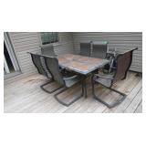 7 pc. Outdoor Dining Set 69x28x38, has flaws