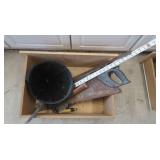 Funnel, Handsaw, Metal Rulers