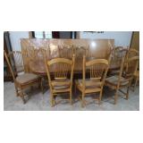 Trestle Dining Table w 2 Leaves&10 Chairs-Very
