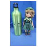 Effanbee Girl Scout Vinyl doll, Alum. Water Bottle
