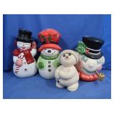 4 Christmas Related Snow Men, No bulbs