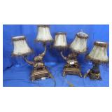 Elephant & Pineapple Table Lamps w/Fringe Shades