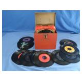 Vintage 45 RPM Record Case with 45 RPM